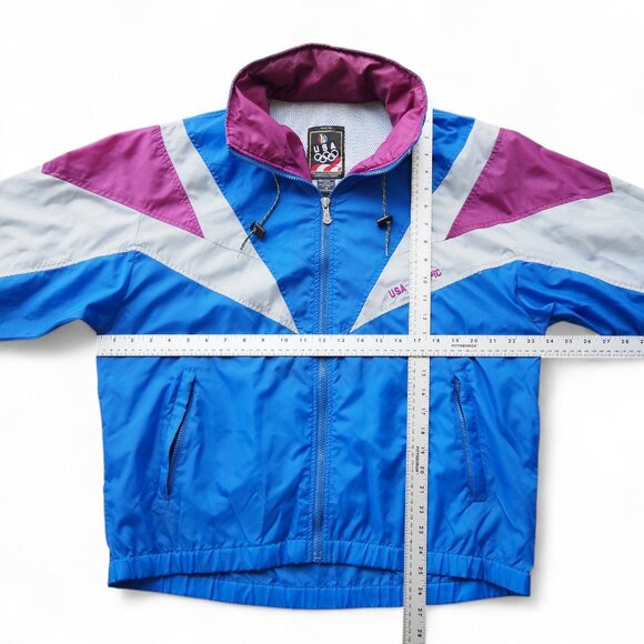 USA Olympic VTG Colorblock Full Zip Windbreaker Unisex M - Picture 8 of 12